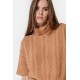 Pull avec manchettes amovibles saumon