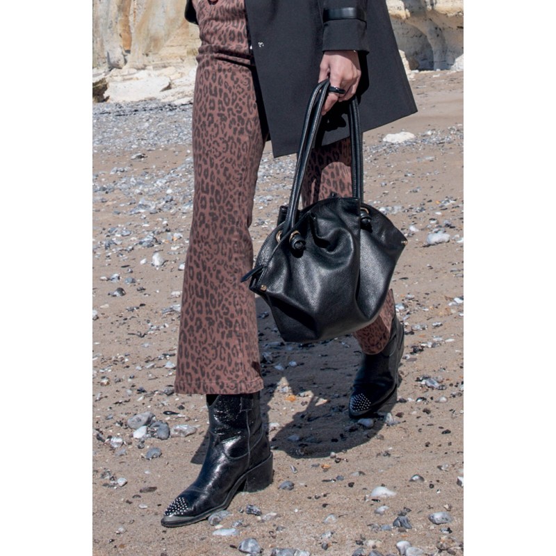 Sac en cuir grainé noir