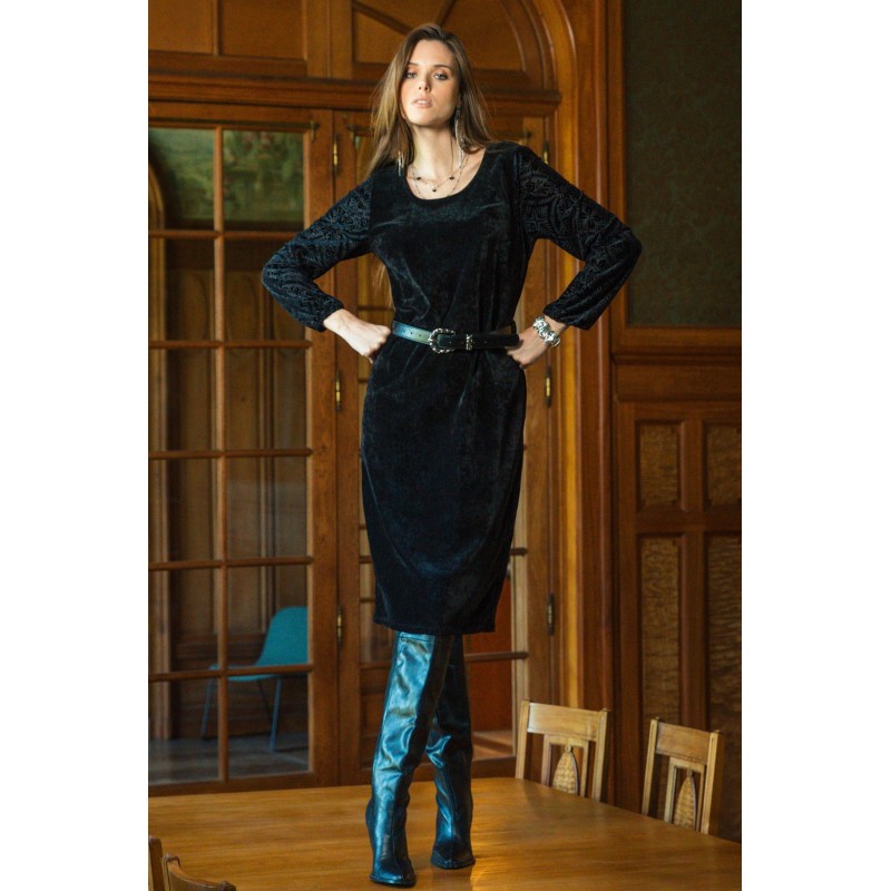 Robe midi en velour noir