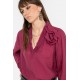 Blouse à grosse fleur lie de vin