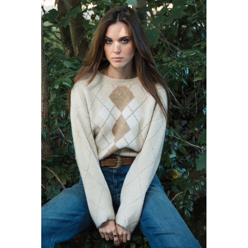 Pull esprit collège crème