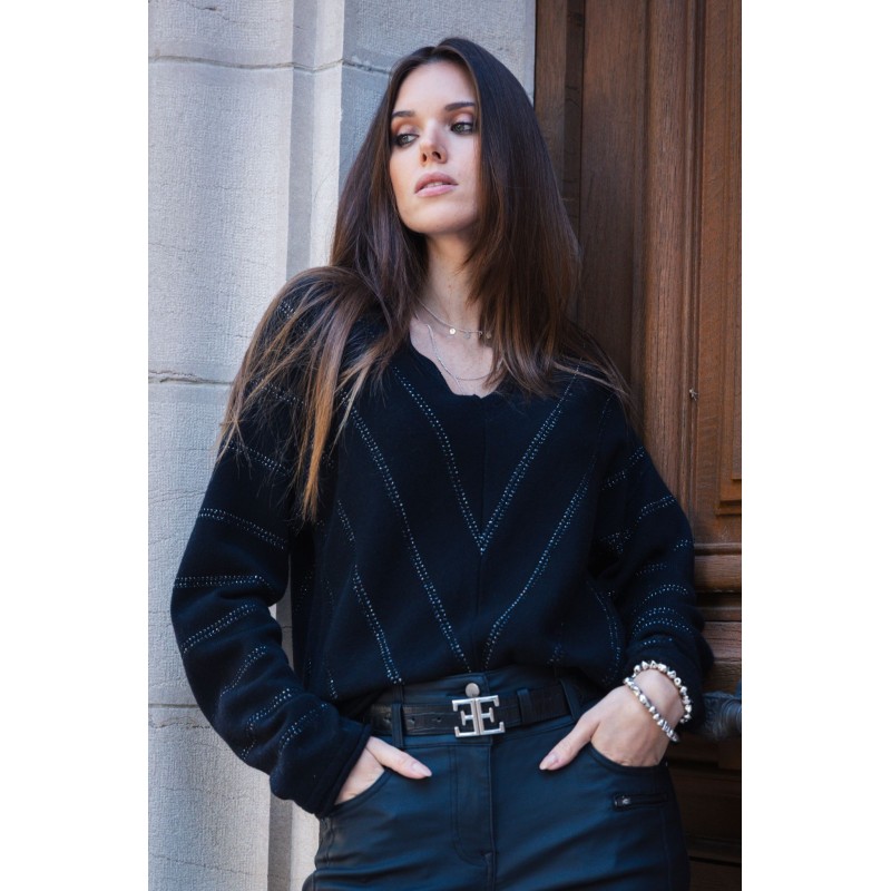 Pull noir et lurex