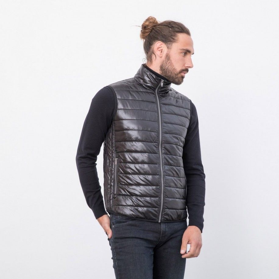 19TRISTAN ManteauxParkas Homme parachute Elora sans — noire toile Doudoune en Noir de manche ikZwTuOPX