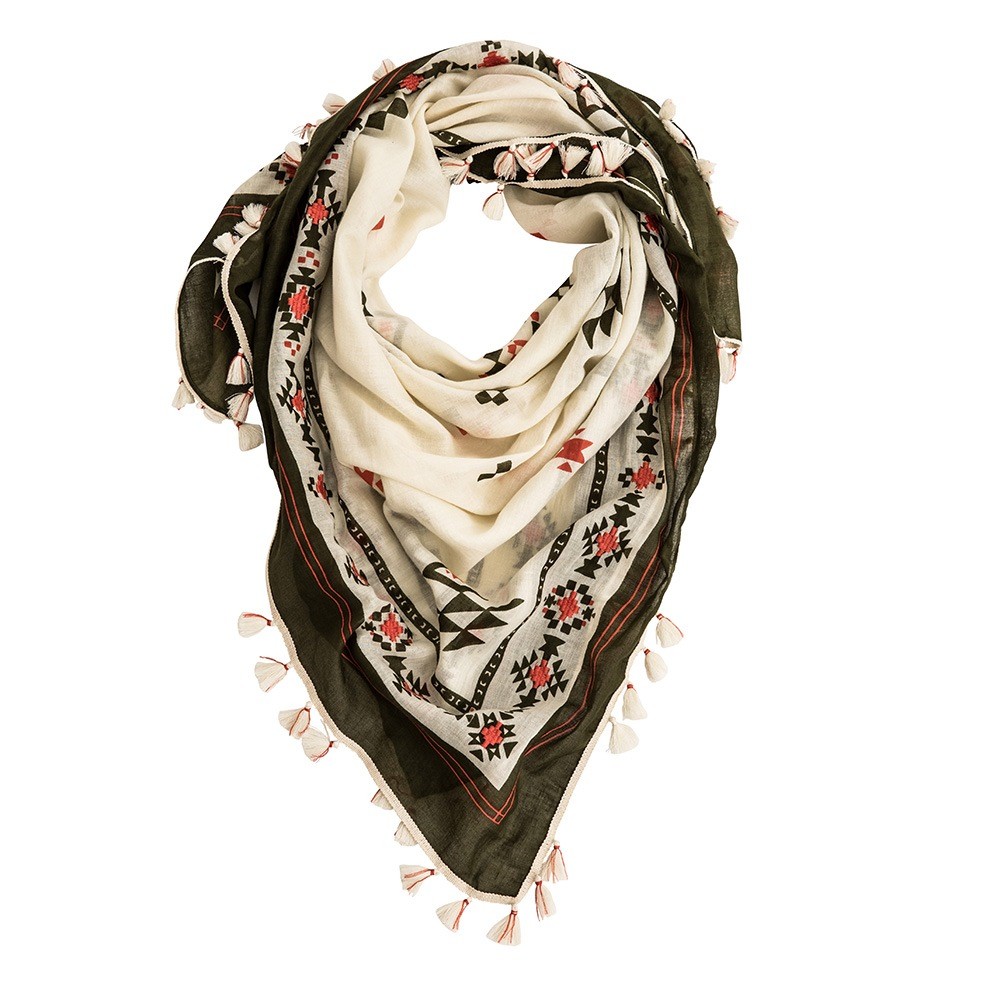 Foulard kaki et corail Foulard kaki et corail