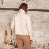 Blouson bombardier zippé en fausse peau lainée