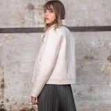Blouson bombardier zippé en fausse peau lainée