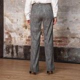Pantalon large à carreaux en gabardine stretch