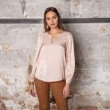 Blouse rose poudré à manches ballon