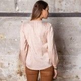 Blouse rose poudré à manches ballon