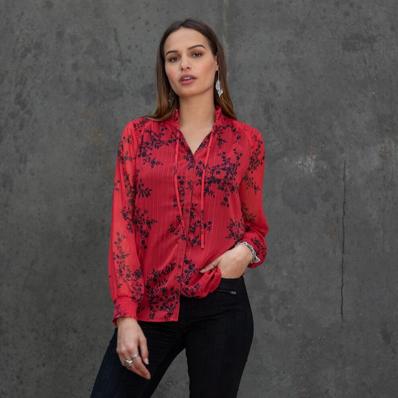 Blouse évasée style hippy chic à col V