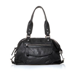 Sac bowling noir en cuir grainé souple