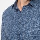 Chemise droite ajustée imprimé bleu 100% coton responsable