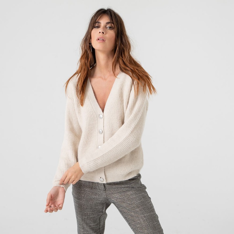 gilet en maille blanc femme