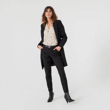 Pantalon cigarette noir carreaux Elora