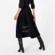 Robe mi-longue noire jupe plissée ajourée