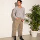 Pantalon cargo couleur mastic en coton responsable