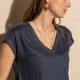 Tee-shirt bleu navy 100% lin