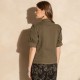 Chemise kaki col officier en coton responsable