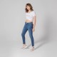 Jean slim 7/8 ème bleu moyen en denim powerstretch gainant