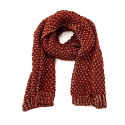 Écharpe rouge hermès tricotée et fils dorés