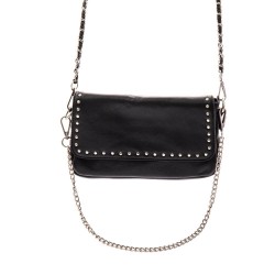 Black studded clutch bag in supple grained leather
