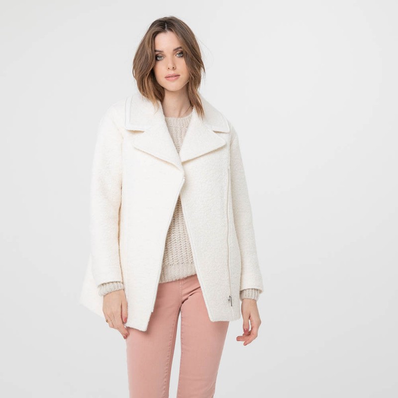 manteau écru laine femme