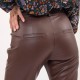 Pantalon silimi cuir acajou longueur chevilles