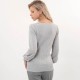 Pull cache-cœur gris manches bouffantes en viscose durable