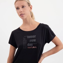 Schwarzes T-Shirt mit Grafikdruck