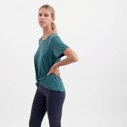 Tie-front t-shirt in emerald modal