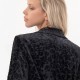 Veste tailleur revisitée motif floral en velours noir