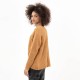 Pull ample coloris ocre avec bande fantaisie lurex