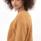 Pull ample coloris ocre avec bande fantaisie lurex