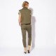 Blouson army sans manches kaki orné de broderies en coton responsable