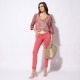 Pantalon coupe slim rose indien en lyocell