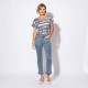 Jean flare cropped en denim bleu et coton responsable