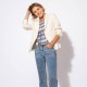 Jean flare cropped en denim bleu et coton responsable