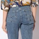 Jean flare cropped en denim bleu et coton responsable