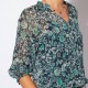 Blouse au tissu français imprimé floral bleu et vert