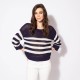 Pull ample navy et écru allure marinière