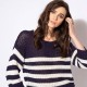 Pull ample navy et écru allure marinière