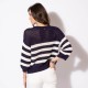 Pull ample navy et écru allure marinière