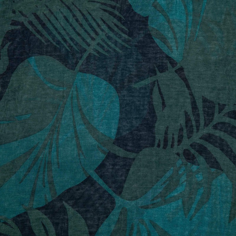 Chèche motif palmes en dégradé imprimé bleu et vert