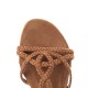 Sandales à talons carrés en cuir suédé coloris camel