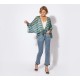 Poncho forme kimono imprimé carreaux bleus et verts